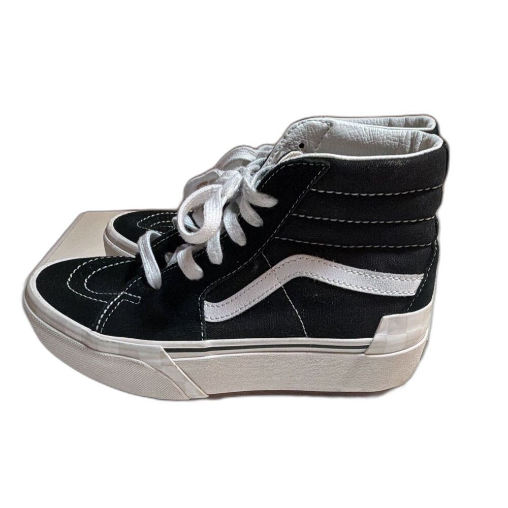 VANS Sk8-Hi Stacked Sneakers Women Black/White, Classic Platform - Picture 6 of 9